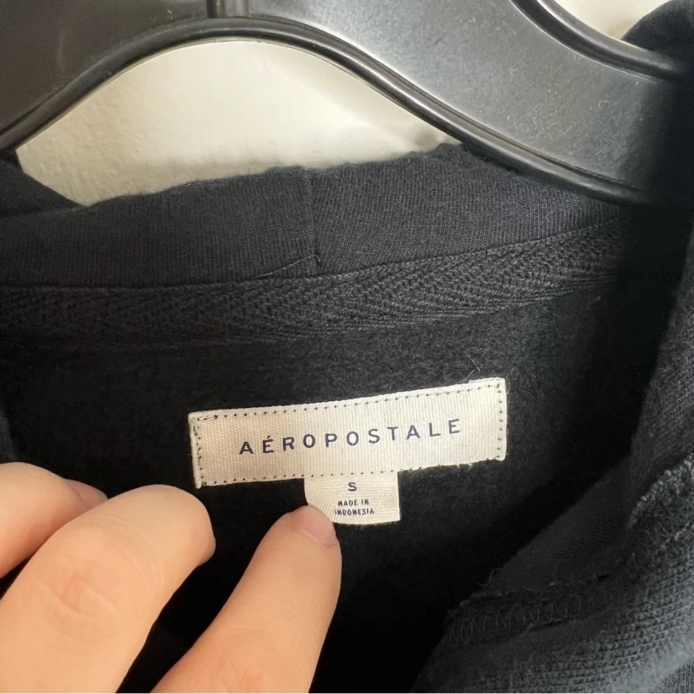 AEROPOSTALE Mens Black Full Zip Sweater Hoodie Size Small